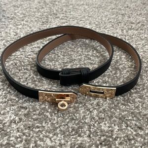 Turn lock belt in black and gold